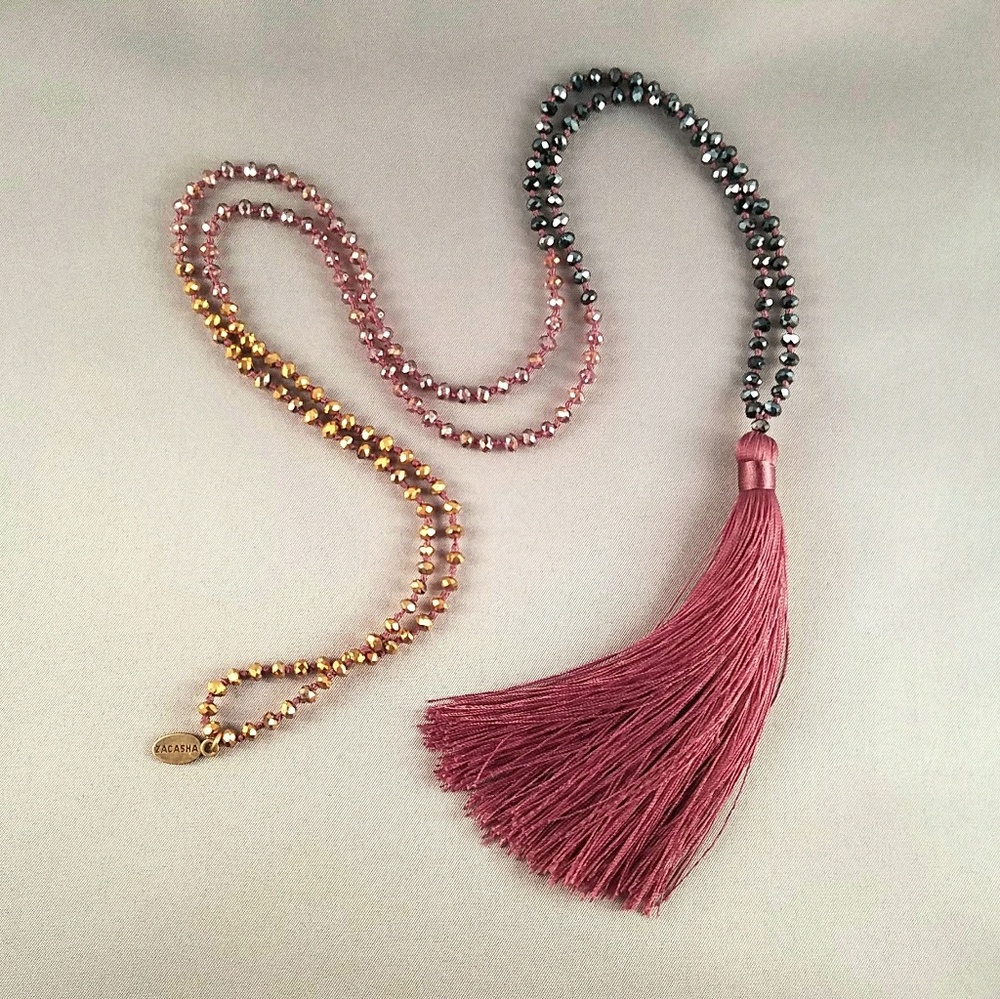 Zacasha Multicolor Crystal Tassel Necklace